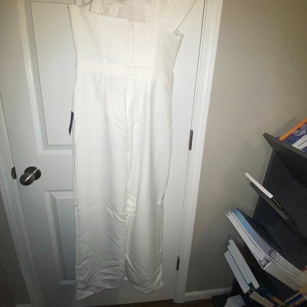 Eternal Vow Ivory One-Shoulder Sleeveless Bow-Front Jumpsuit - Picture 5 of 6